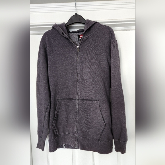Quicksilver gray hooded zip front sweater - Picture 1 of 7